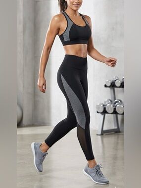 SO Black & Gray Colorblock High-Waist Leggings